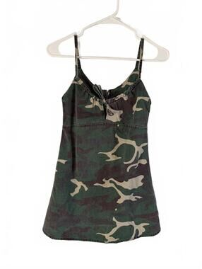 Vintage 90's Aggie Kids Camouflage Dress Size 8 Hand Made Tie Front